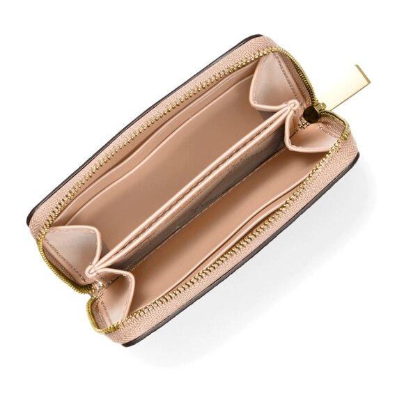 Michael Kors Soft Pink Jet Set Leather Small Zip Around Card Case Wallet NWT $78 - Picture 2 of 3